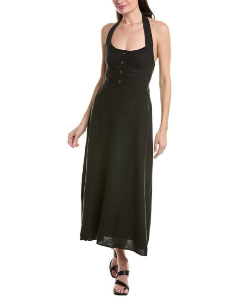 Weworewhat Button Front Linen-Blend Maxi Dress Women's