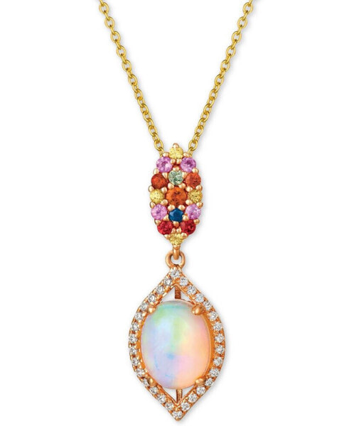 Multi-Gemstone (1-3/8 ct. t.w.) & Vanilla Diamond (1/8 ct. t.w.) 20" Pendant Necklace in 14k Rose Gold