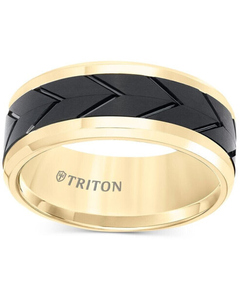 Men's Black Tread Design Band in Tungsten Carbide