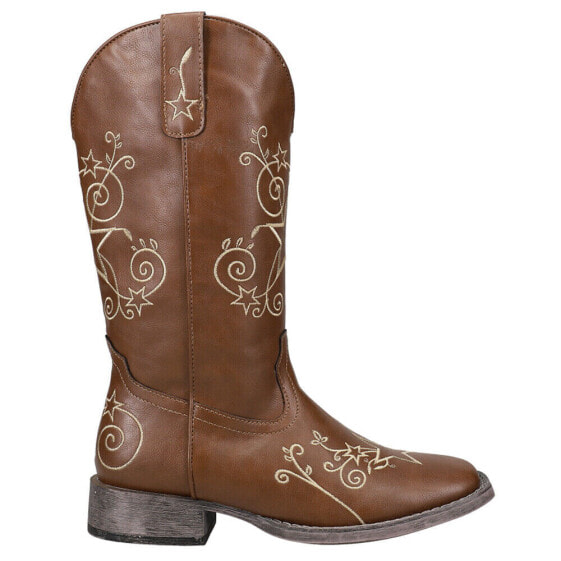 Roper Aster Embroidery Square Toe Cowboy Womens Brown Casual Boots 09-021-0191-