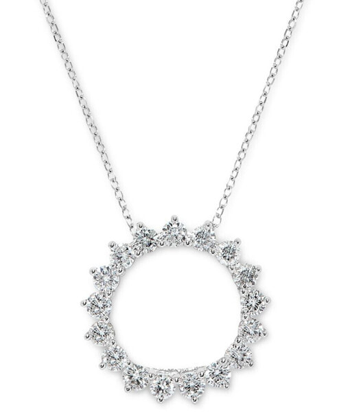 Macy's diamond Circle Pendant Necklace (3/4 ct. t.w.) in 14k White Gold, 16" + 2" extender