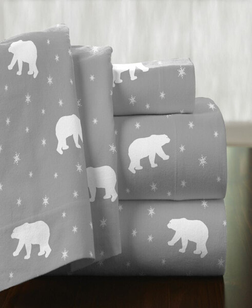 Polar Bear Superior Weight Cotton Flannel Sheet Set, Twin XL