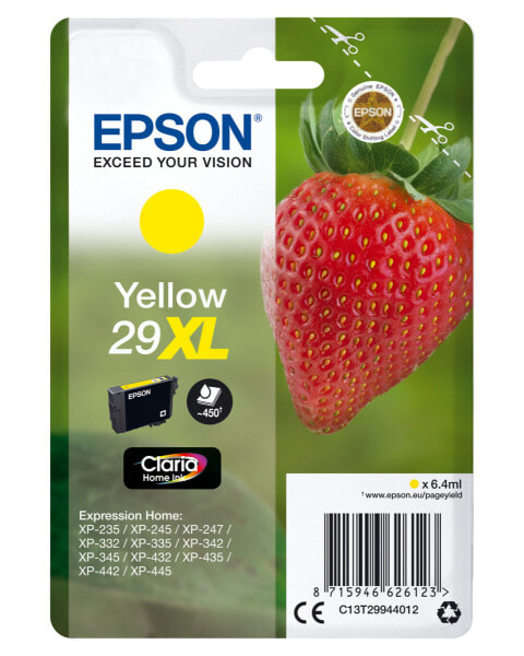Epson Strawberry Singlepack Yellow 29XL Claria Home Ink - High (XL) Yield - Pigment-based ink - 6.4 ml - 450 pages - 1 pc(s)