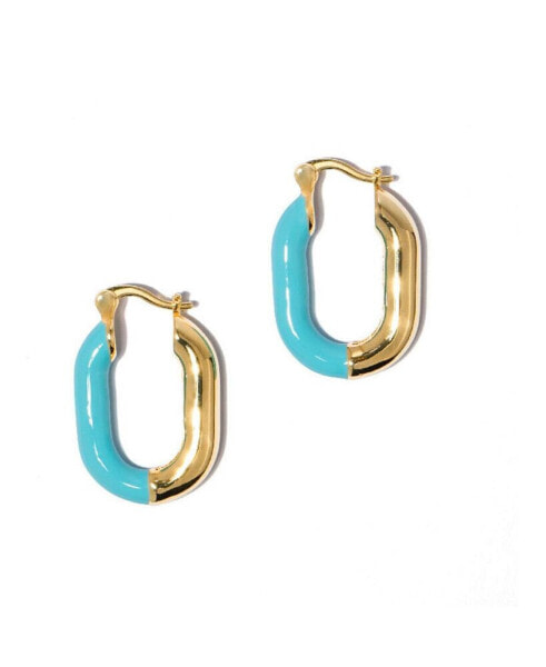 Women's Oval Enamel Hoop Earrings
