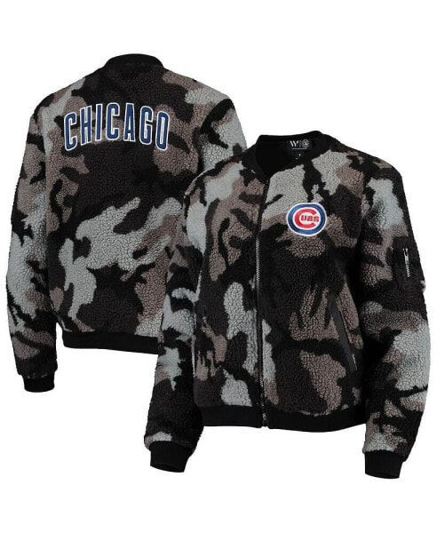 Бомбер The Wild Collective Black Chicago Cubs Camo Sherpa