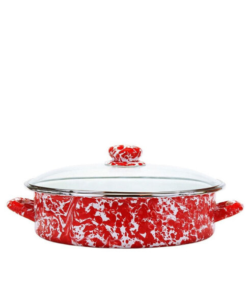 Red Swirl Enamelware Collection 8 Quart Saute Pan