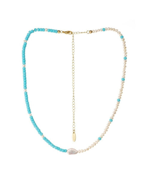 Easy Beach Day Turquoise And Pearl Necklace
