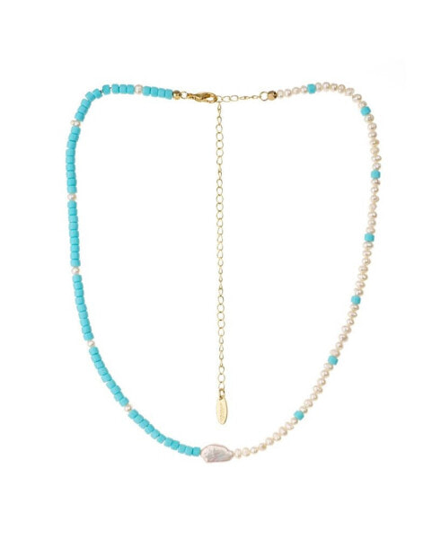 ETTIKA easy Beach Day Turquoise And Pearl Necklace