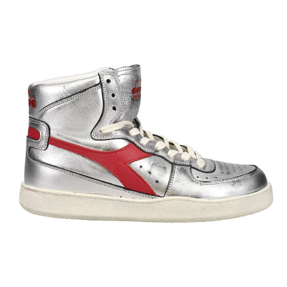 Diadora Mi Basket Silver Used Metallic High Top Womens Silver Sneakers Casual S