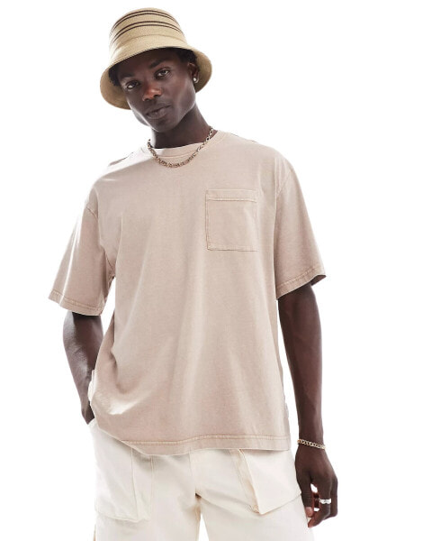 ONLY & SONS super oversized t-shirt in washed beige