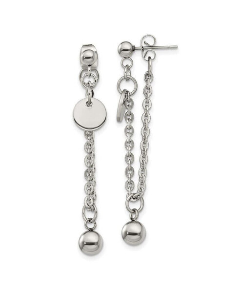 Stainless Steel Polished Chain Front and Back Dangle Earrings