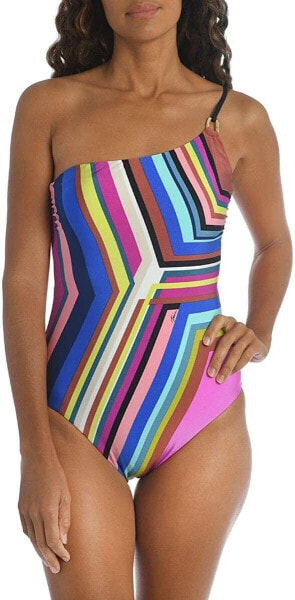 Trina Turk 284674 Shoulder One Piece Swimsuit, Multi//Illusions Stripe, 4