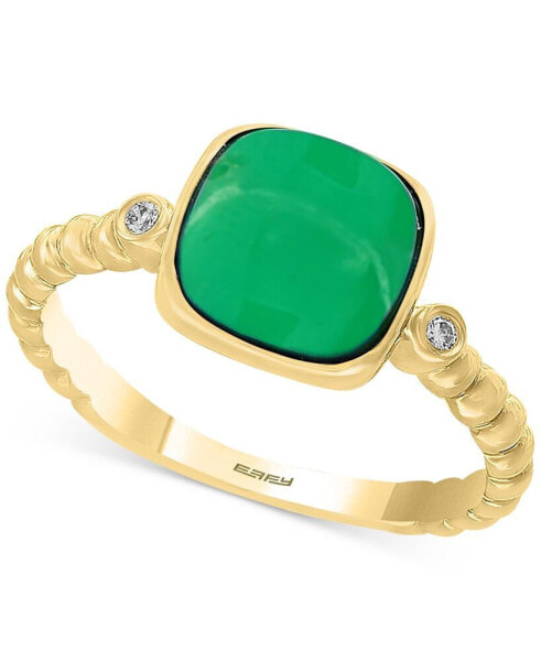 EFFY® Dyed Green Jade (8mm) & Diamond Accent Ring in 14k Gold