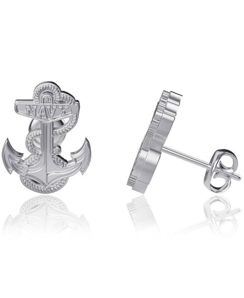 Women's Navy Midshipmen Silver Post Earrings