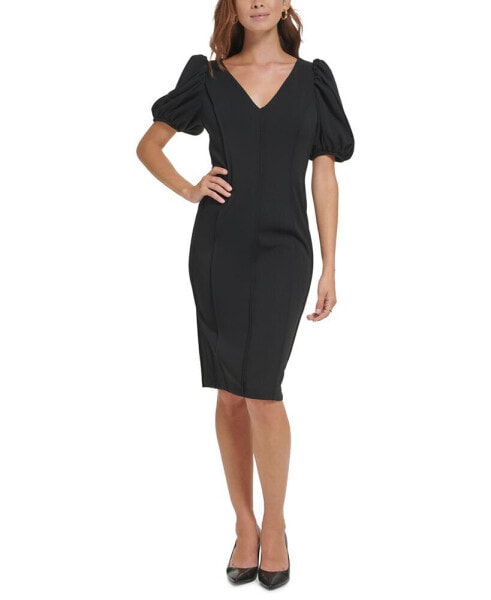 Women's Puff-Sleeve Sheath Dress