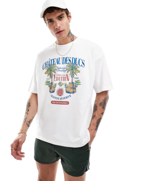 ASOS DESIGN oversized t-shirt in white with front print