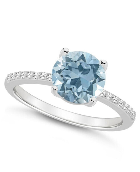 Кольцо Macy's Sky Blue Topaz & Diamond Sterling Silver