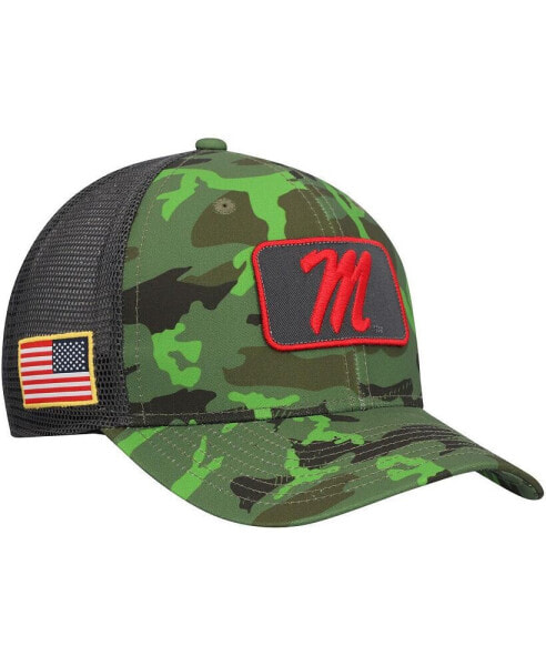 Men's Camo, Black Ole Miss Rebels Classic99 Veterans Day Trucker Snapback Hat