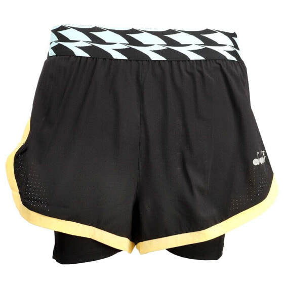 Diadora Double Layer Running 2In1 Shorts Womens Black Casual Athletic Bottoms 17