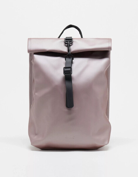 Rains 13330 waterproof rolltop backpack mini in metallic pink