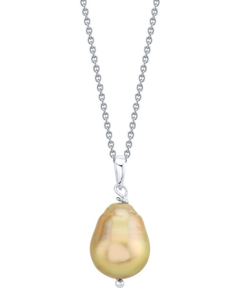 Macy's cultured Golden South Sea Baroque Pearl (8 - 11mm) 18" Pendant Necklace in Sterling Silver (Also in Cultured Tahitian Baroque Pearl)