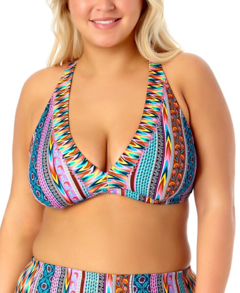 California Waves 285757 Plus Size Printed Bikini Top Swimsuit, Size 1 (16/18)