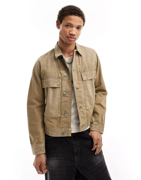 G-Star denim utility jacket with oversized pockets in beige