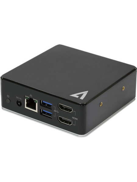 V7 Universal USB-C Docking Station w/ Dual HDMI - 3.5mm Combo Audio - Gigabit Ethernet - 3 x USB 3.1 ports and 85W PD - USB Type-C - Black