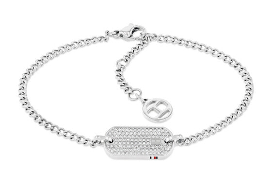 Women´s steel bracelet with crystals Dog Tag 2780863