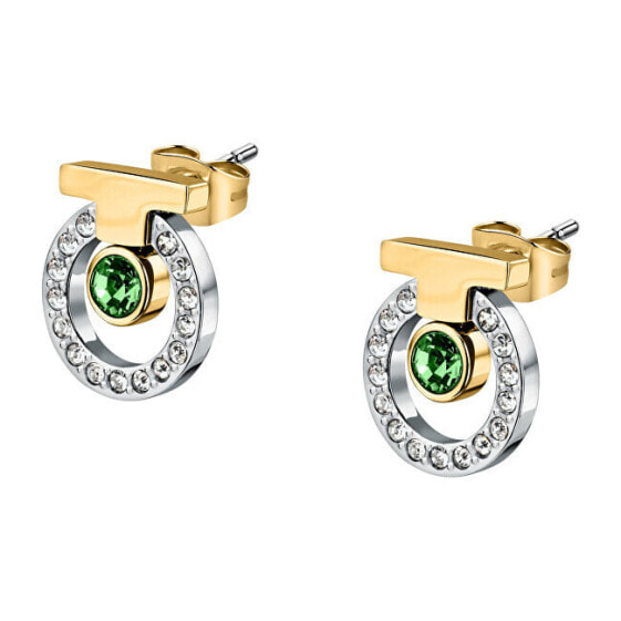 Elegant bicolor earrings with zircons T-Logo TJAXC61