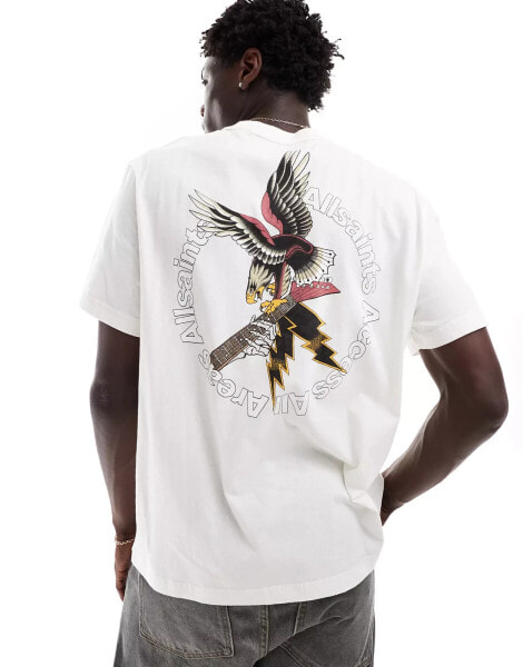 AllSaints Fret back print t-shirt in white