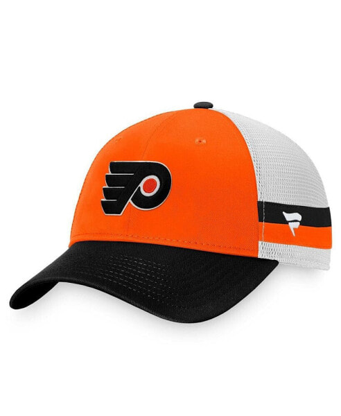 Men's Orange, Black Philadelphia Flyers Breakaway Striped Trucker Snapback Hat