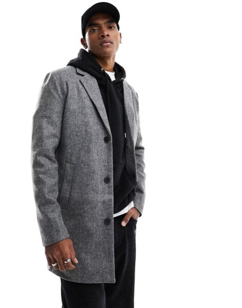 Jack & Jones jersey overcoat in grey