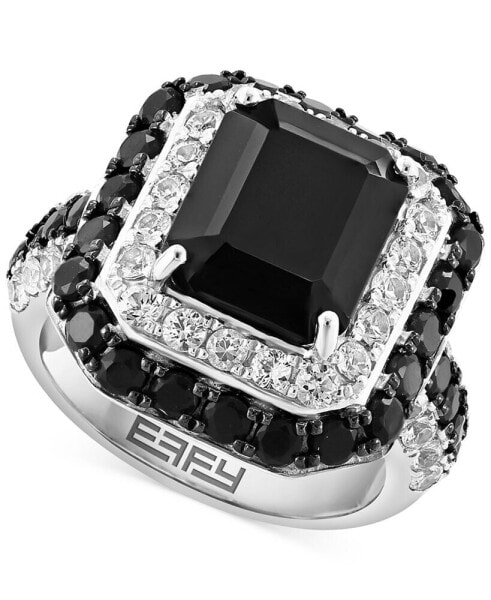 EFFY® Onyx & White Topaz (1-1/2 ct. t.w.) Halo Ring in Sterling Silver