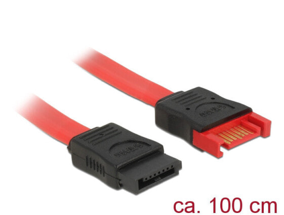 Delock 83956 - 1 m - SATA 7-pin - SATA 7-pin - Male/Female - Black,Red - Straight