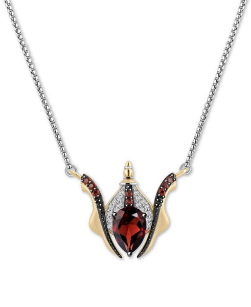 Garnet (1-1/2 ct. t.w.) & Diamond (1/10 ct. t.w.) Queen Amidala 16-3/4" Pendant Necklace in Sterling Silver & Gold-Plate