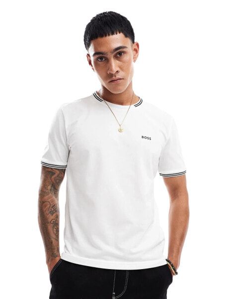 BOSS GREEN taul tipped t-shirt in white