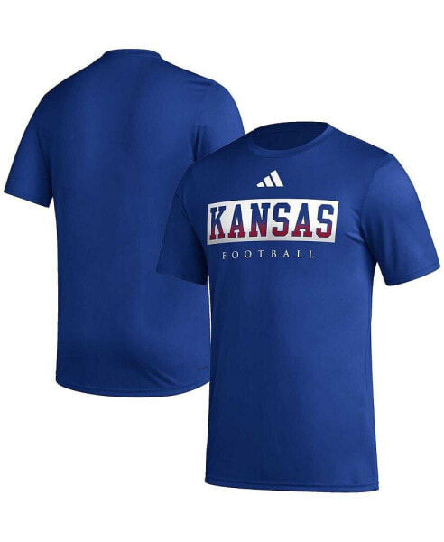 Men's Royal Kansas Jayhawks Football Practice AEROREADY Pregame T-shirt