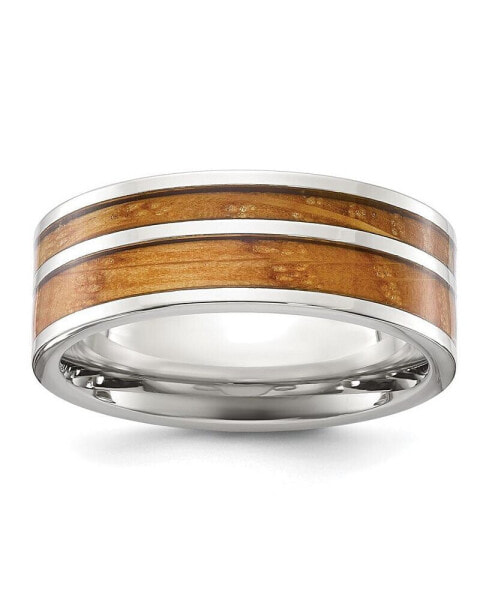 Stainless Steel Wood Inlay Band Ring