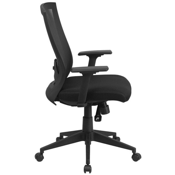 Mid-Back Black Mesh Executive Swivel Chair With Back Angle Adjustment And Adjustable Arms
