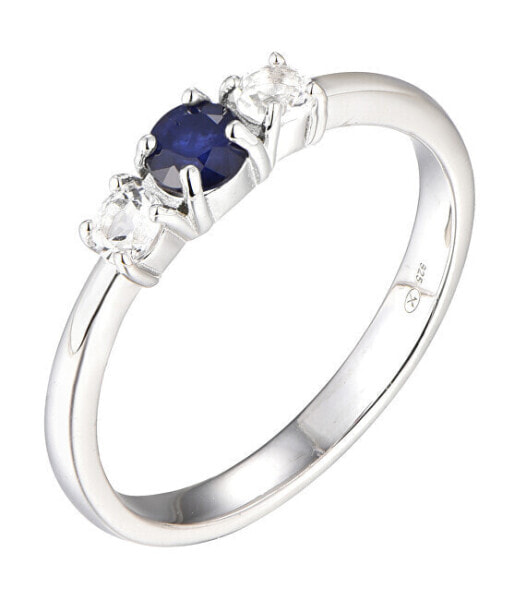 Shiny silver ring with sapphire Precious Stone SR09003B