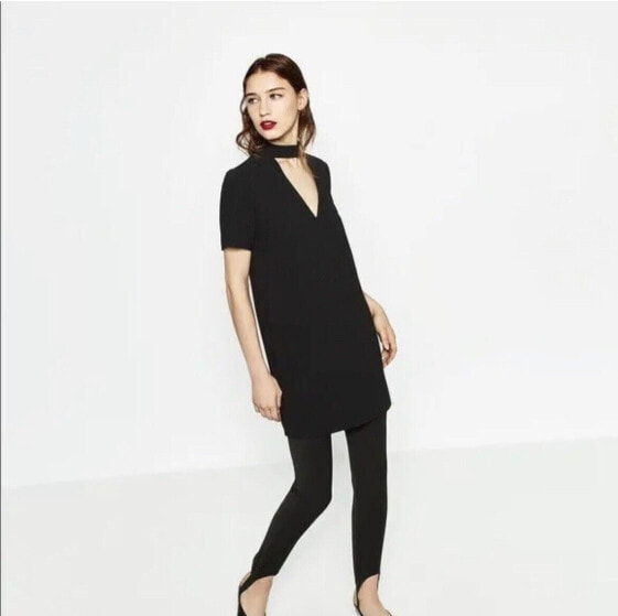Zara 302176 Mini Dress with Choker Collar Size XXL Black