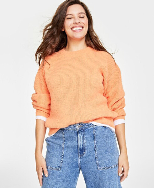 Women's Shaker Crewneck Long-Sleeve Sweater, Created for Macy's