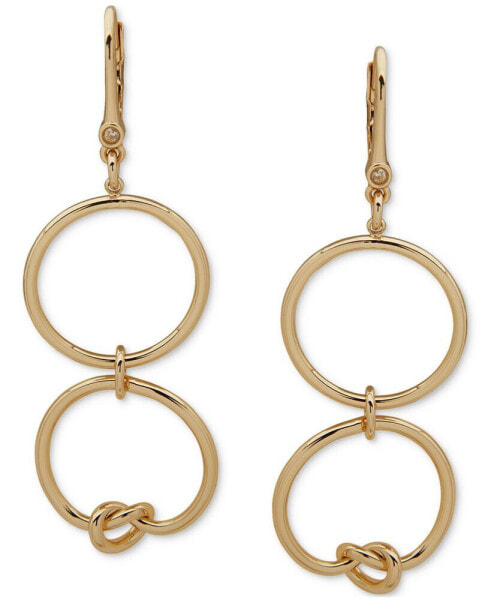Gold-Tone Knotted Circle Double Drop Earrings