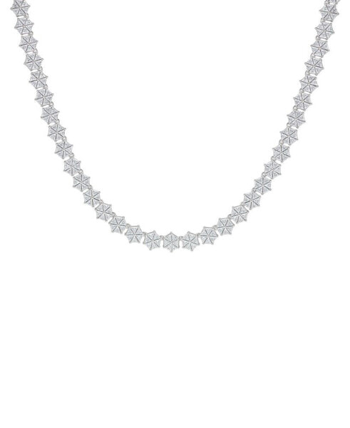 Fine Silver Plated Cubic Zirconia Hexagon Necklace