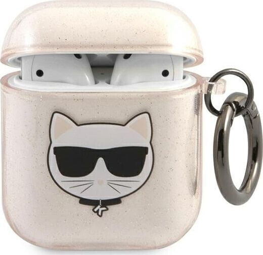 Karl Lagerfeld Etui ochronne KLA2UCHGD Glitter Choupette do AirPods 1/2 beżowe