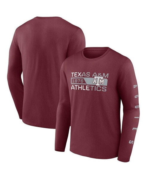 Men's Maroon Texas A M Aggies Broad Jump 2-Hit Long Sleeve T-shirt