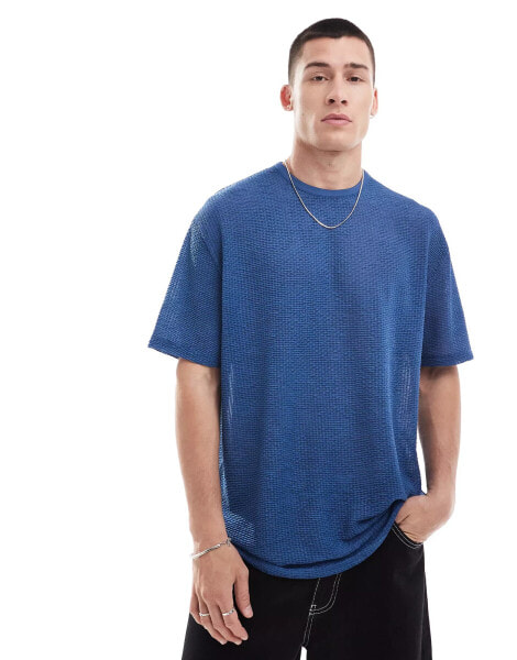 ASOS DESIGN relaxed t-shirt in blue sheer texture