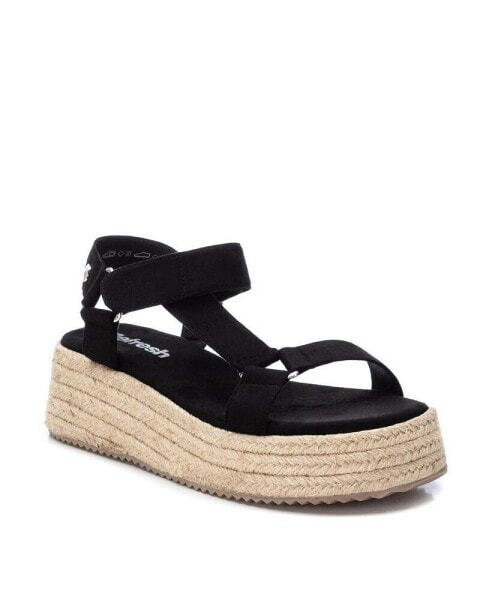 Women's Suede Strappy Sandals With Jute Platform By