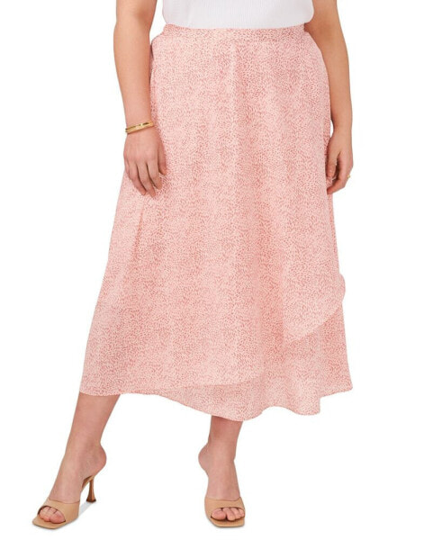 Plus Size High-Low Crossover Midi Skirt